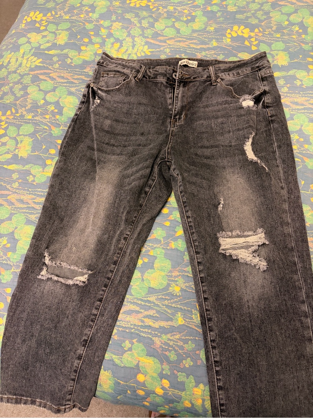 Distressed Black Boyfriend Jeans - Women's Relaxed Fit